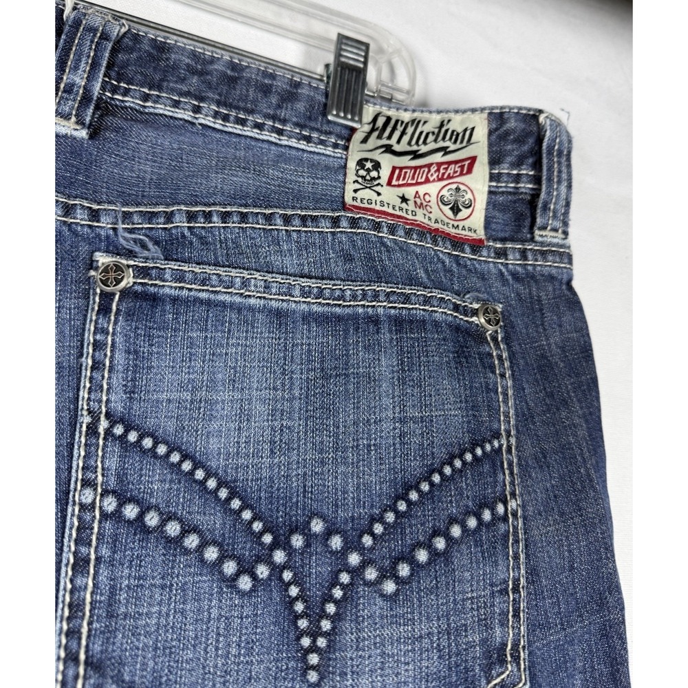 Affliction Black Premium Jeans Men's 36x33 Blue Denim Button Fly Cotton Y2K